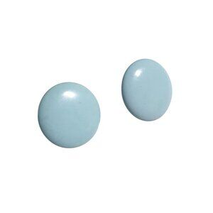 Vintage Light Baby Blue Clip On Earrings Round Retro Style Jewelry Mom Gift